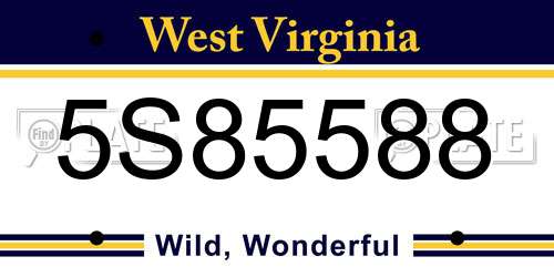 5S85588 West Virginia License Plate