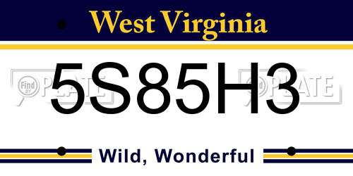 5S85H3 West Virginia License Plate
