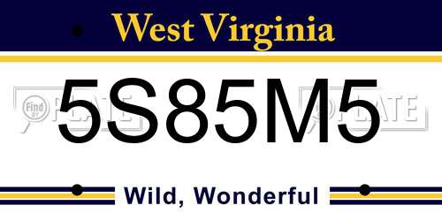 5S85M5 West Virginia License Plate