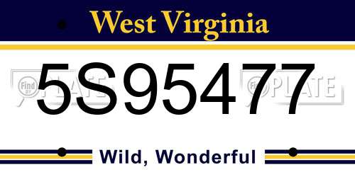 5S95477 West Virginia License Plate