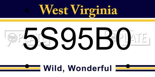 5S95B0 West Virginia License Plate