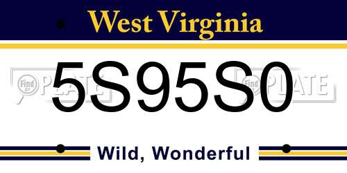 5S95S0 West Virginia License Plate