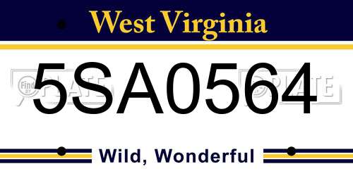 5SA0564 West Virginia License Plate