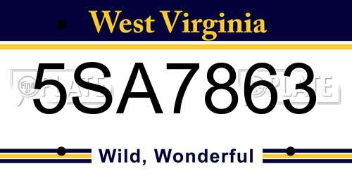 5SA7863 West Virginia License Plate