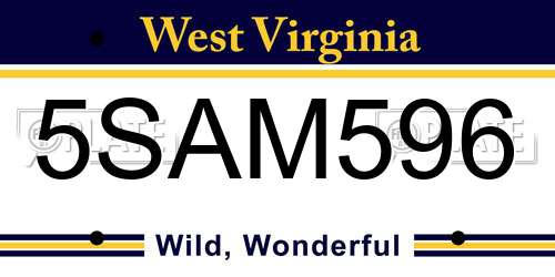 5SAM596 West Virginia License Plate
