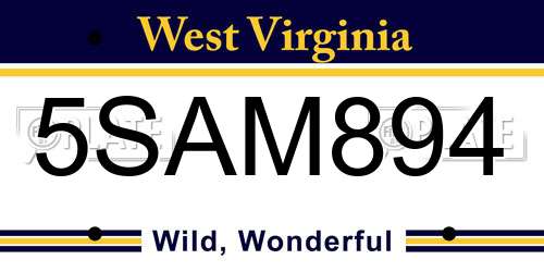 5SAM894 West Virginia License Plate