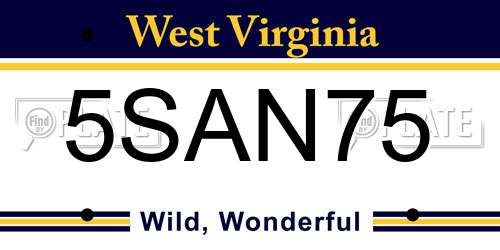 5SAN75 West Virginia License Plate