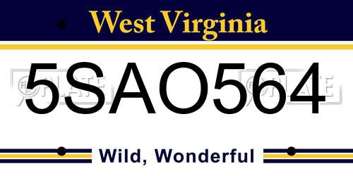 5SAO564 West Virginia License Plate