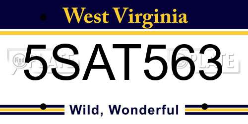 5SAT563 West Virginia License Plate