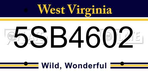 5SB4602 West Virginia License Plate