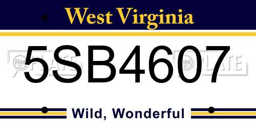5SB4607 West Virginia License Plate