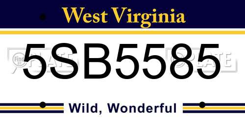 5SB5585 West Virginia License Plate