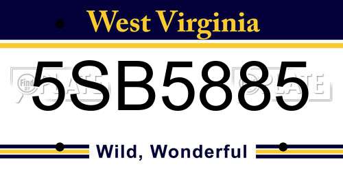 5SB5885 West Virginia License Plate