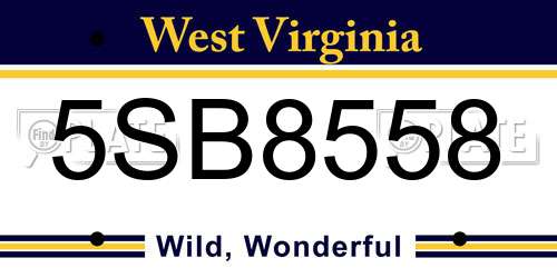 5SB8558 West Virginia License Plate