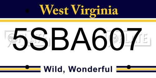 5SBA607 West Virginia License Plate