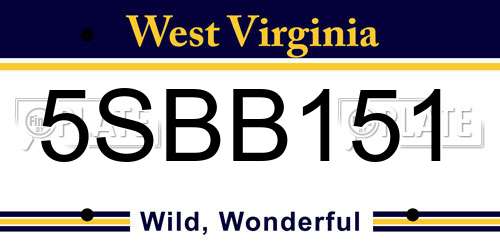 5SBB151 West Virginia License Plate