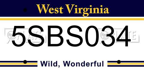 5SBS034 West Virginia License Plate
