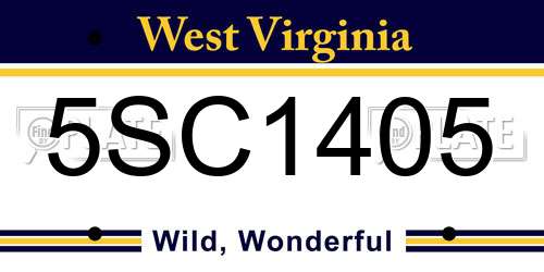 5SC1405 West Virginia License Plate