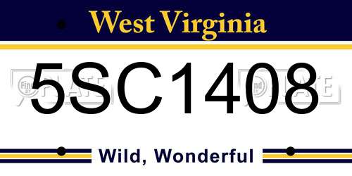 5SC1408 West Virginia License Plate