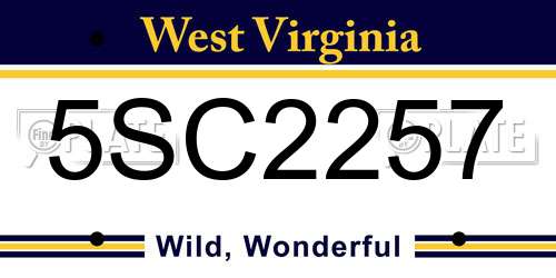 5SC2257 West Virginia License Plate