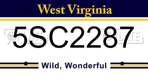 5SC2287 West Virginia License Plate
