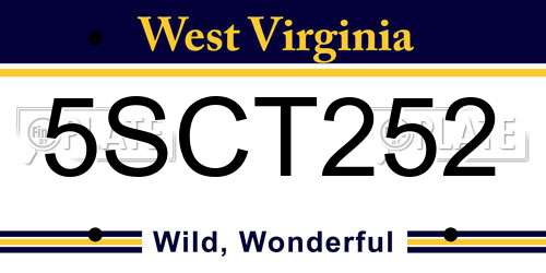 5SCT252 West Virginia License Plate