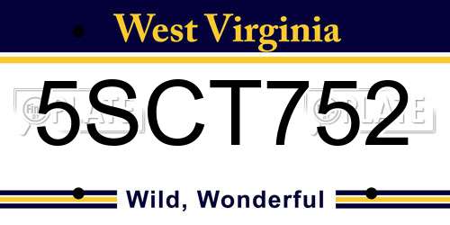 5SCT752 West Virginia License Plate