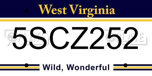 5SCZ252 West Virginia License Plate