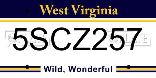 5SCZ257 West Virginia License Plate