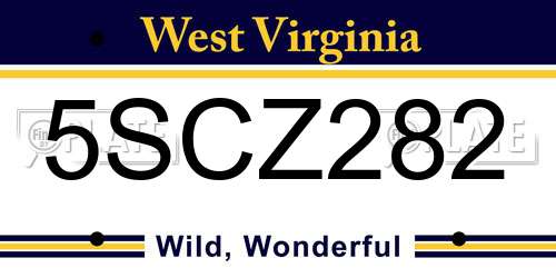 5SCZ282 West Virginia License Plate