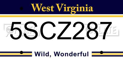 5SCZ287 West Virginia License Plate