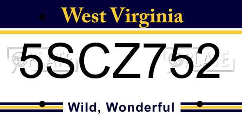 5SCZ752 West Virginia License Plate