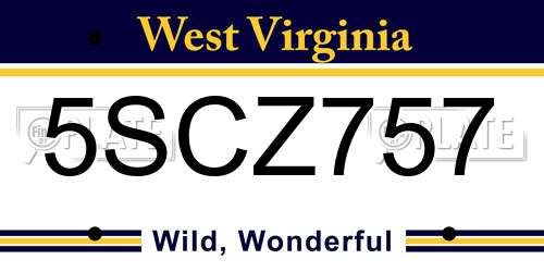 5SCZ757 West Virginia License Plate