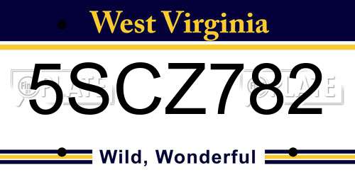5SCZ782 West Virginia License Plate