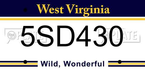 5SD430 West Virginia License Plate