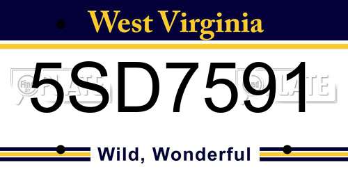 5SD7591 West Virginia License Plate