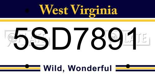 5SD7891 West Virginia License Plate