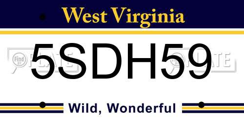 5SDH59 West Virginia License Plate