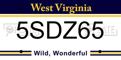 5SDZ65 West Virginia License Plate