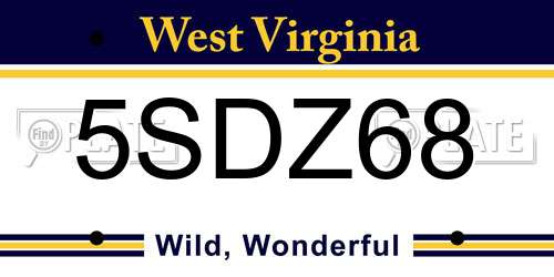 5SDZ68 West Virginia License Plate