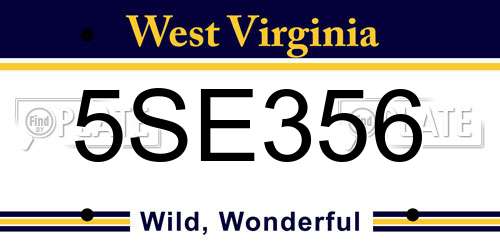 5SE356 West Virginia License Plate