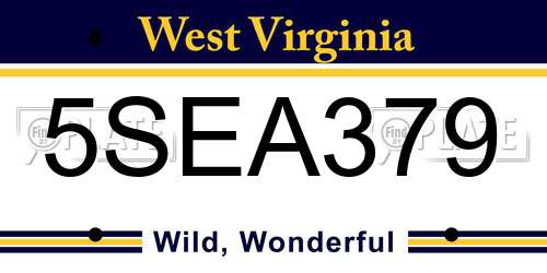 5SEA379 West Virginia License Plate