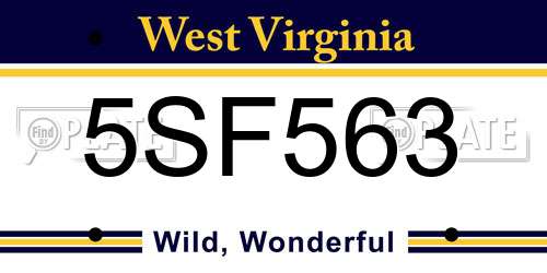 5SF563 West Virginia License Plate