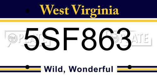 5SF863 West Virginia License Plate