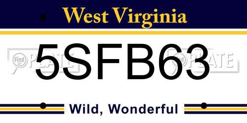 5SFB63 West Virginia License Plate