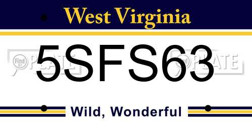 5SFS63 West Virginia License Plate