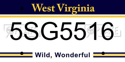 5SG5516 West Virginia License Plate