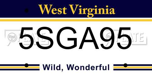 5SGA95 West Virginia License Plate