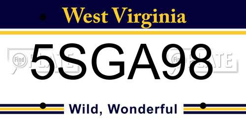 5SGA98 West Virginia License Plate