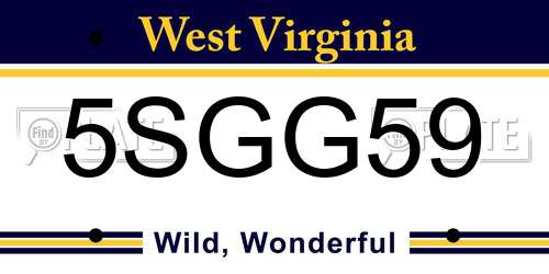 5SGG59 West Virginia License Plate